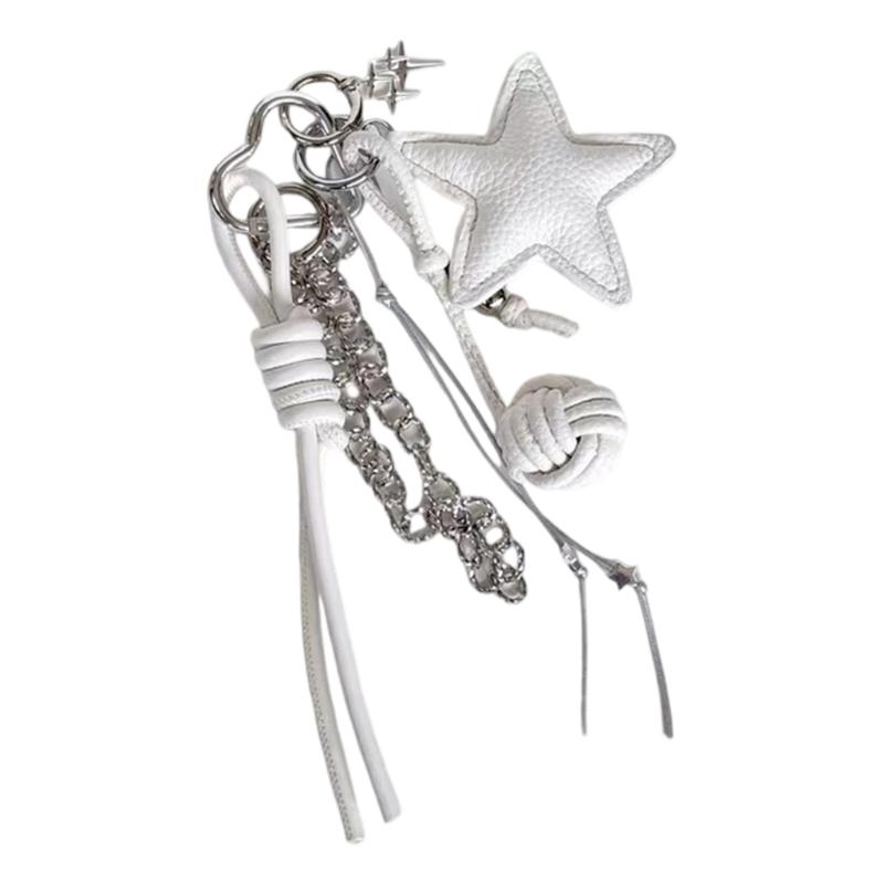 Stern Schlüsselanhänger Schleife Stern Anhänger Hängender Anhänger Legierung und PU Textur für jugendliche Trendsetter und Kunstliebhaber