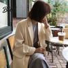 Women Suit Coat Lapel Long Sleeve Single Breasted Jacket with Pockets Solid Color Loose Fit Leisure Outwear Business Casual For