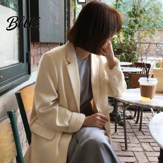 Women Suit Coat Lapel Long Sleeve Single Breasted Jacket with Pockets Solid Color Loose Fit Leisure Outwear Business Casual For