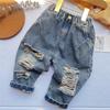 Boys' American High Street Ripped Jeans Children's Trendy Casual Straight Leg Pants Loose Pants