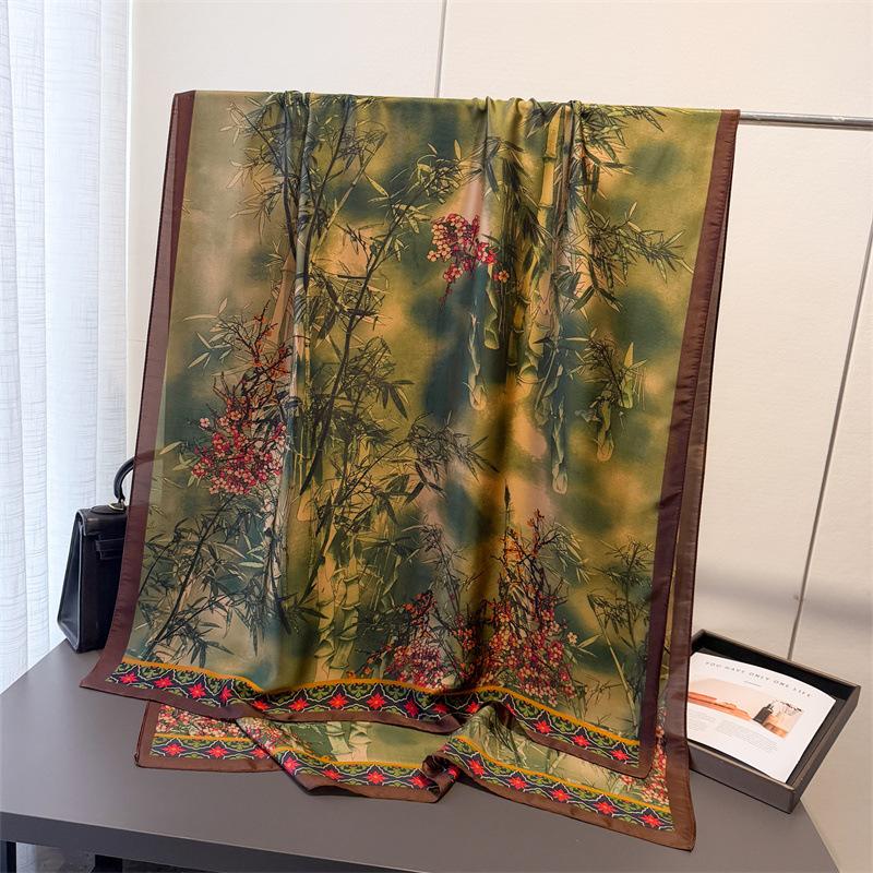 

Весенне-летняя тонкая печатная имитация шелка парча солнцезащитный легкий роскошный леопардовый принт шелковый шарф длинный шарф шаль универсальный платок шарф 180*80cm