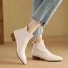 Fashion Booties Elegant With Low Heels Female Short Shoes Black Pointed Toe Work Designer Luxury Pu Large Size Warm Women's Ankle Boots