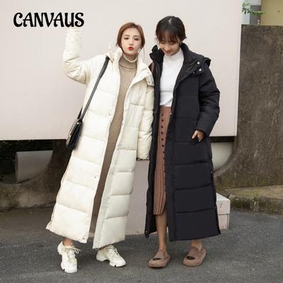 Winter Cotton Clothes Women's Plus Size Long Knee-length Cotton Coat Side Open Warm Thickened Jacket