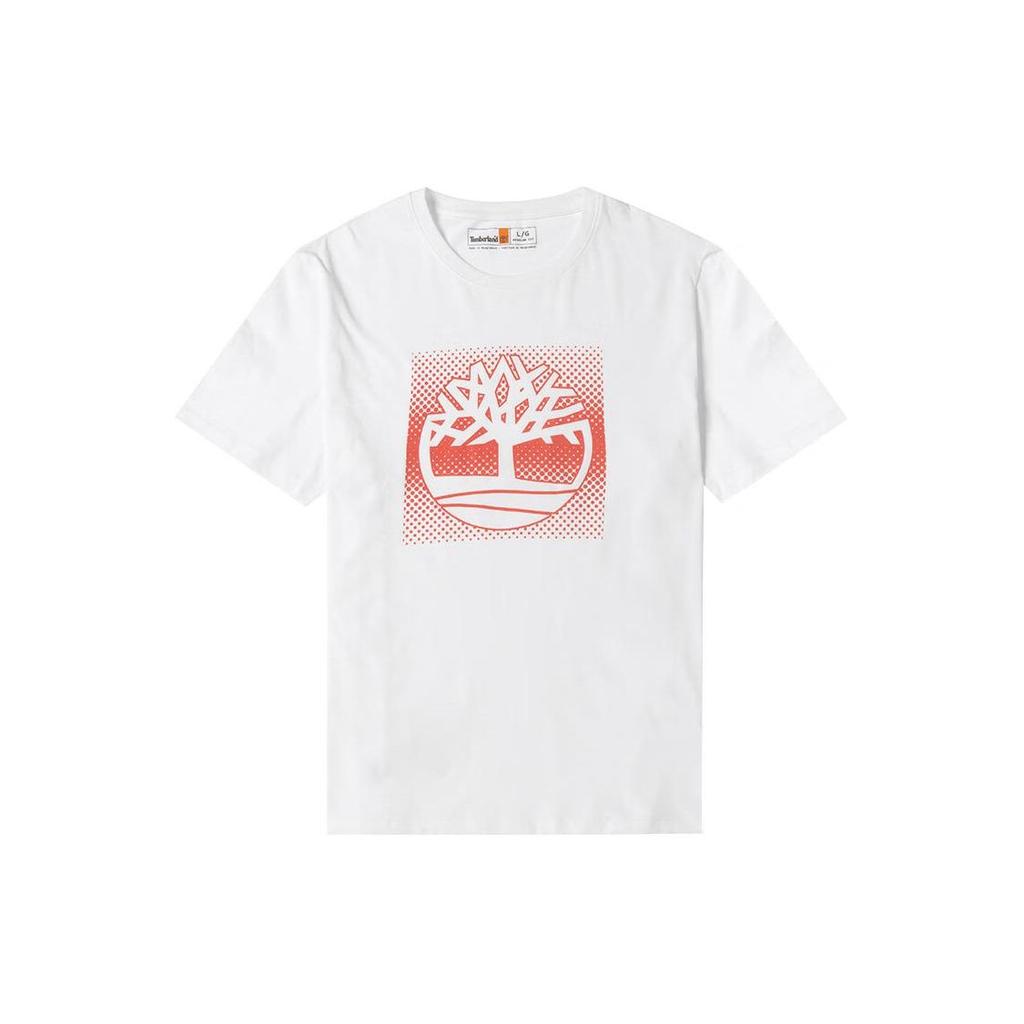 Timberland Outdoor Commuting Sports Loose Comfortable Pattern Printed Round Neck Casual Short Sleeve T-Shirt Men Tops White A2Q8D-100
