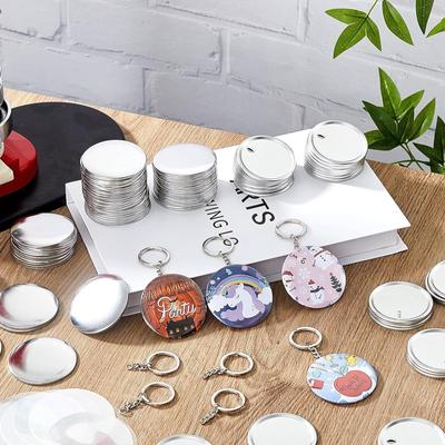 100Pieces Craft Keyrings Supplies with 100Pcs 58mm Button Badge for Making Key Holder Keychains Bag Luggage Decoration