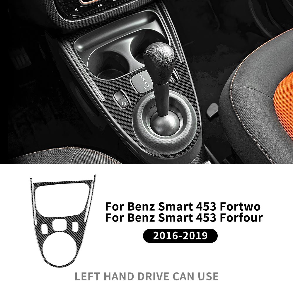 Real Soft Carbon Fiber for Mercedes Benz Smart 453 Fortwo/forfour 2016 2017 2018 2019 Car Gear Shift Panel Frame Trim Sticker