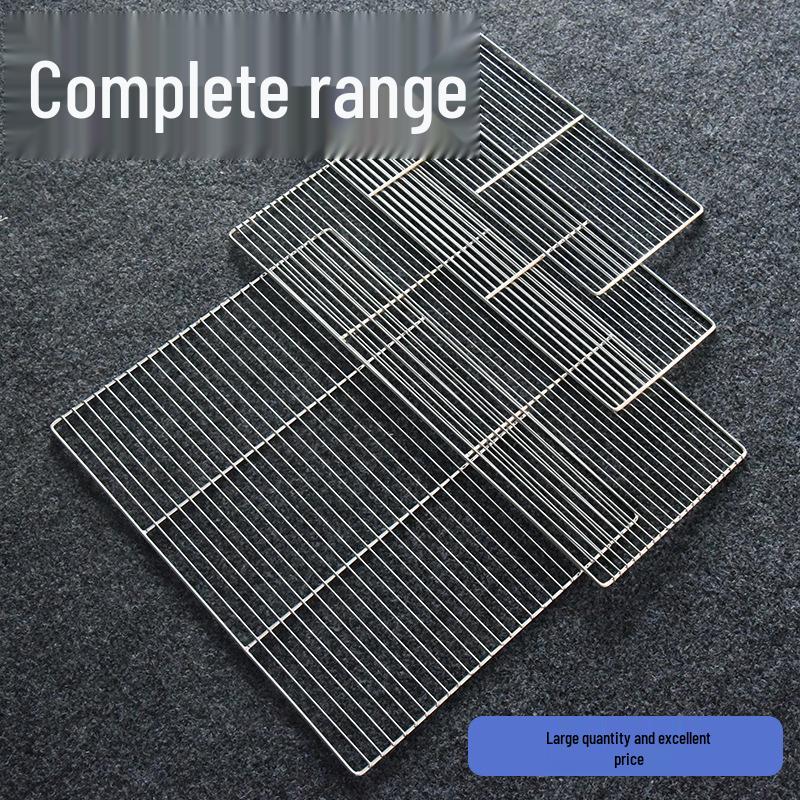 Rectangular 304 Stainless Steel BBQ Grill Net with Legs – Ideal for Draining Water & Oil, Oven Drying & Baking.