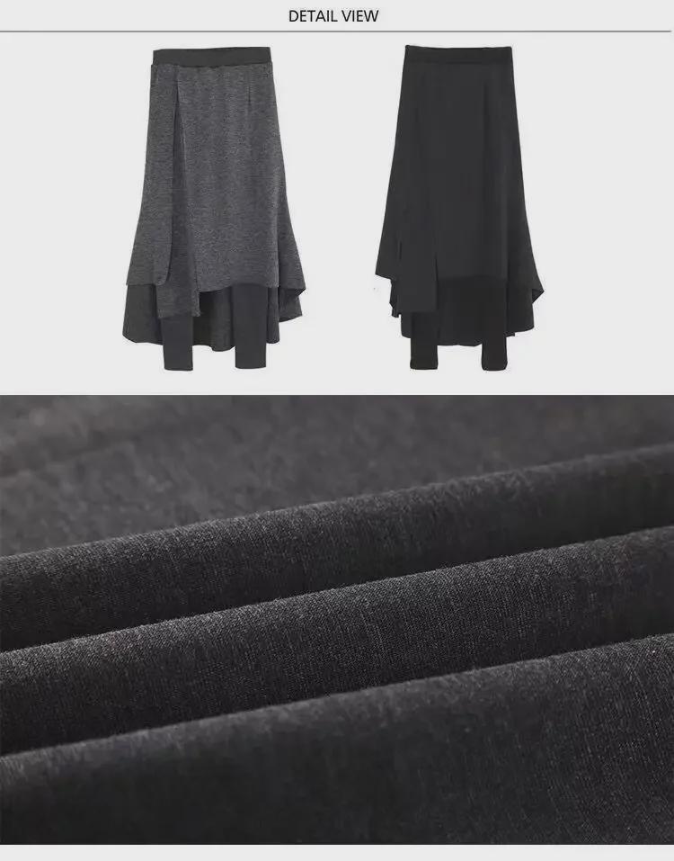 Unregelmäßige mehrlagige Rockhose für Damen Herbst/Winter 2023 – Nischendesign, große Größe, falscher zweiteiliger Stil.