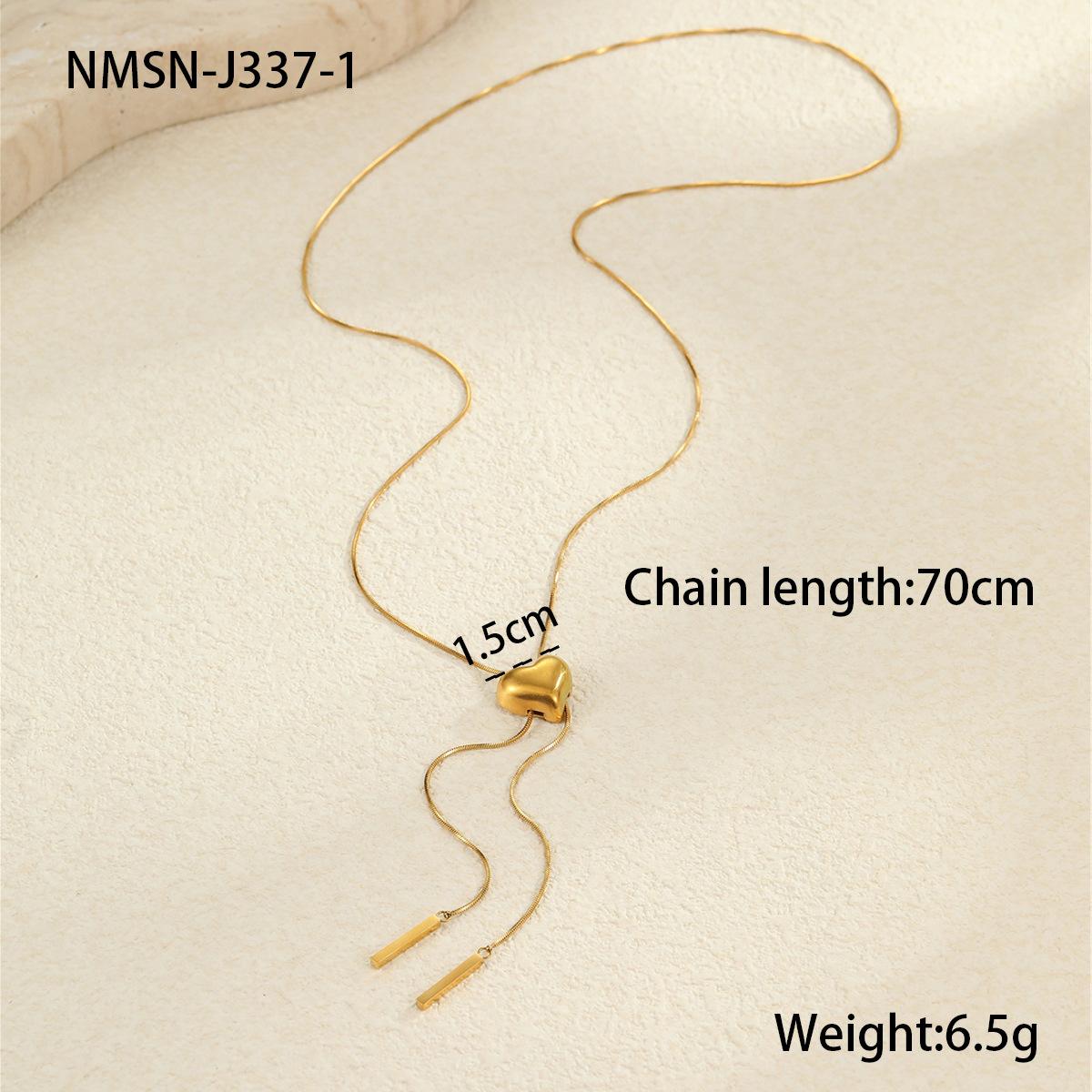 GEMCHIC Women s Heart Shape Y-Shaped Chain Necklace Stainless Steel 18K Gold Plated Adjustable Tassel Design