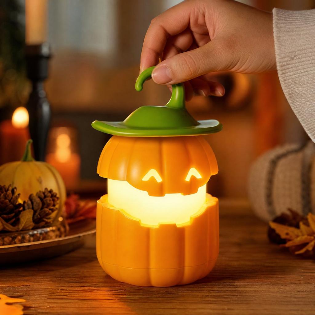 Glowing Halloween Pumpkin, Portable Handheld Light for -or-Treating