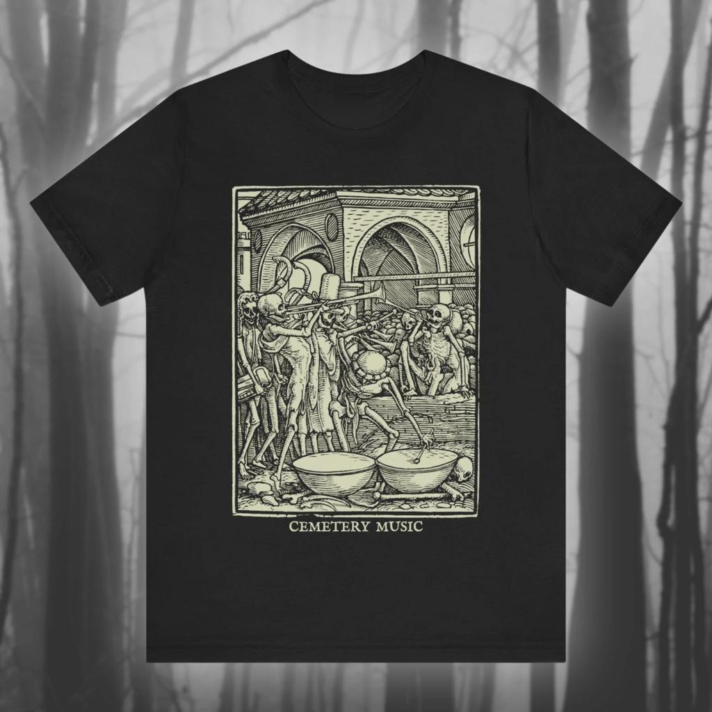 Graveyard Music Goth T-shirt Dance of Death Goth T-shirt Mementos of Death Scary Dance Ghost Top Unisex Short-sleeved T-shirt