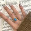 Classic Turquoise Rings for Women Fashion Stripe Design Glossy Charm Design Ellipse Blue Ring Party Fine  Gift