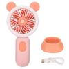Handheld Fan 3 Levels Adjustable USB Rechargeable Ergonomic Grip Mini Hand Held Fan with Dazzling Light for Student Kids Pink