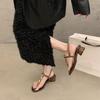 Summer with Skirt Thick Heel Sandals Women's Shoes 2025 New Toe Retro Niche Beach Strap Roman Shoes