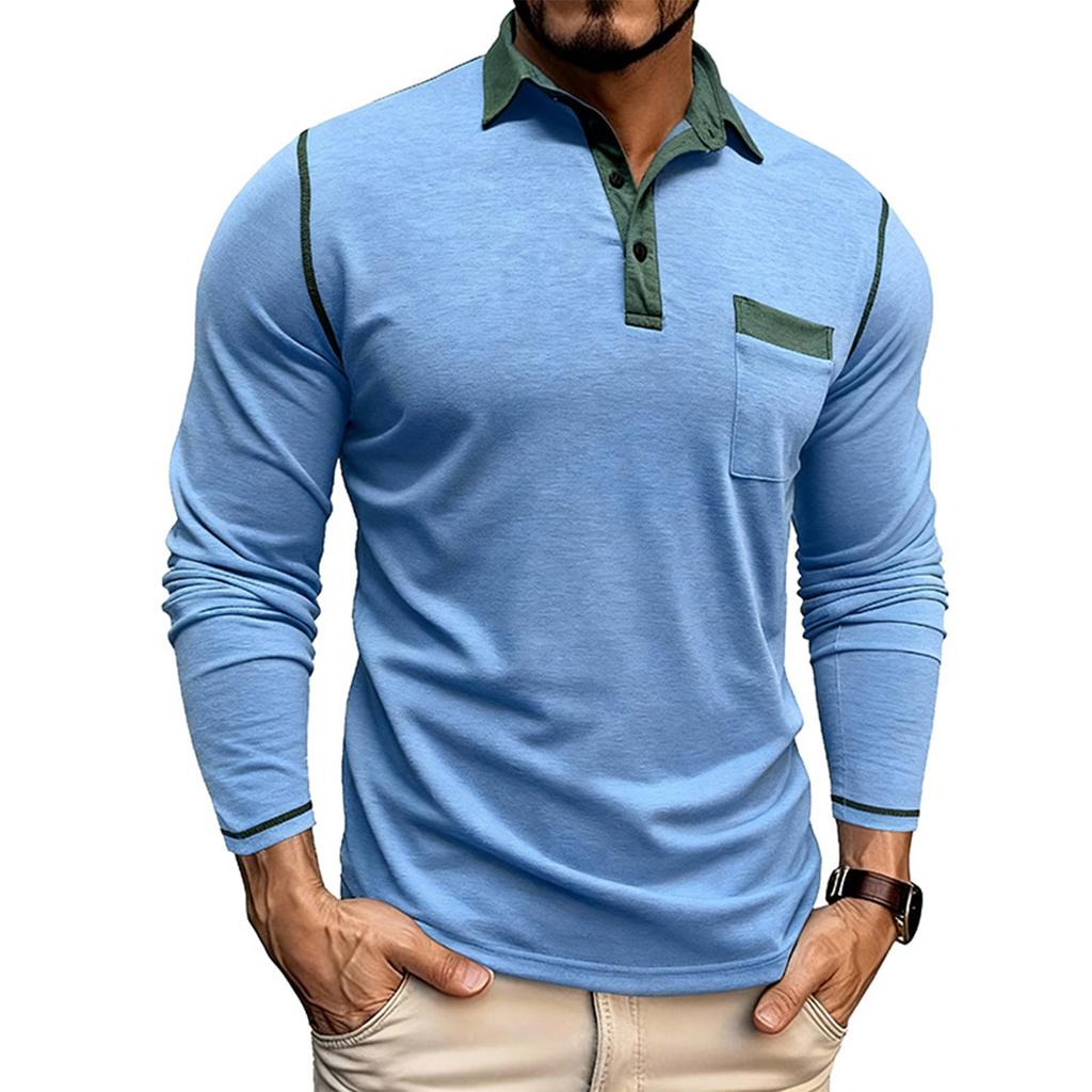 Shoulder Sleeves Men'S Long Sleeved Patchwork T-Shirt Casual Top