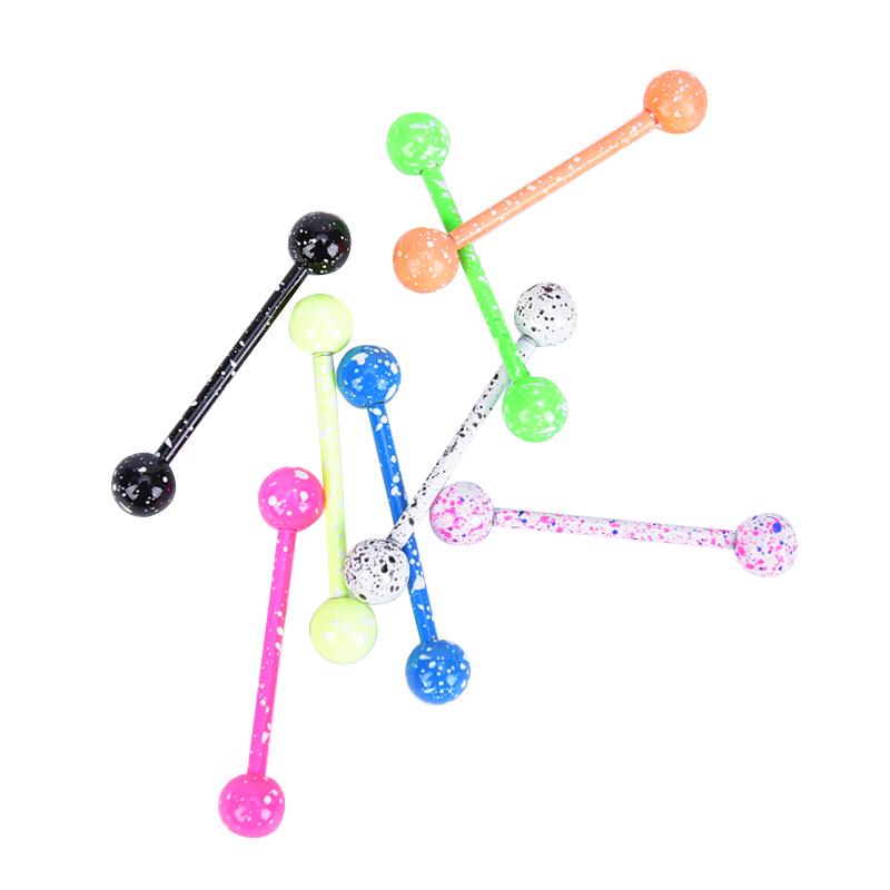 8PCS//Set Mix Stainless Steel Colorful Barbell Tongue Bar Ring Piercing JeAP