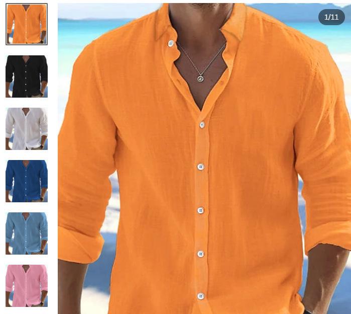 European/American Solid Cotton Linen Men's Casual Shirt, 2025 Youth Edition