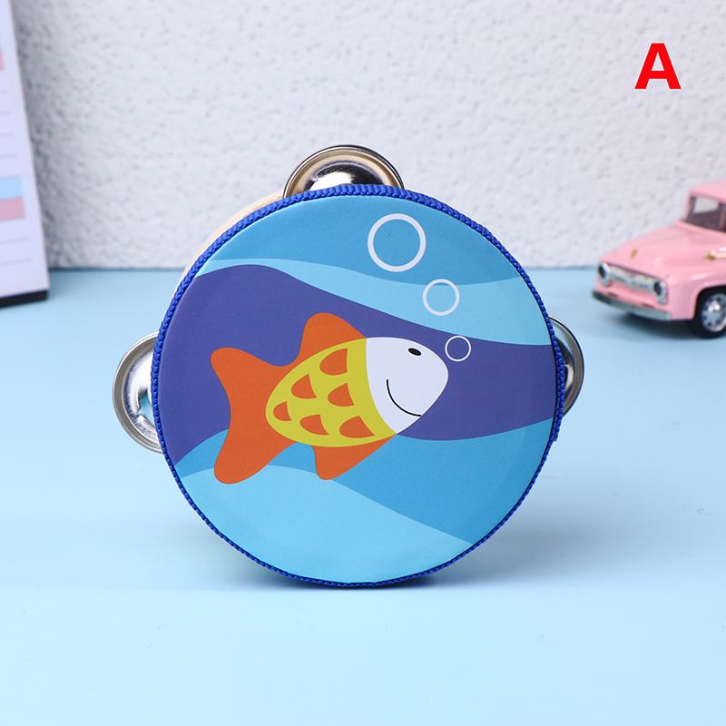 10CM Wooden Tambourine for Kids - Manual Percussion Hand Drum Educational Musical Instrument Game for Children