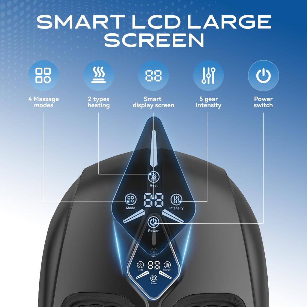Electric Foot Massager with Heat Airbag Compression Relief for Tired Muscles Plantar Deep Kneading Shiatsu Feet Massage Machine