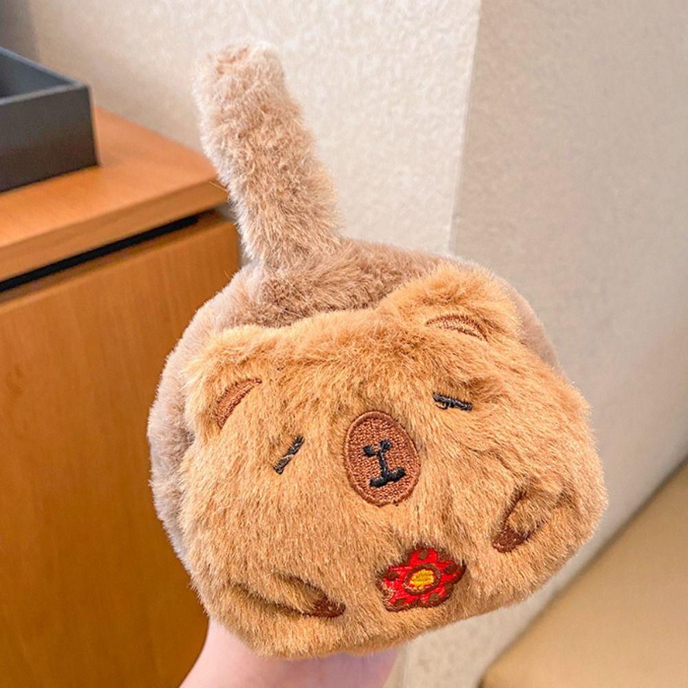 Cartoon Capybara Plush Earmuffs Windproof Cold-proof Ear Mask Animal Warm Earflaps  Winter Sport