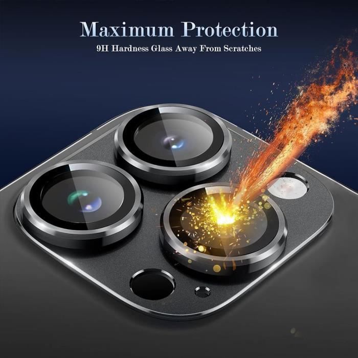 Film de protection en verre trempé - pour iPhone - pour iPhone 15 Pro/Pro Max - Noir - Résistant aux rayures - 0,3 mm