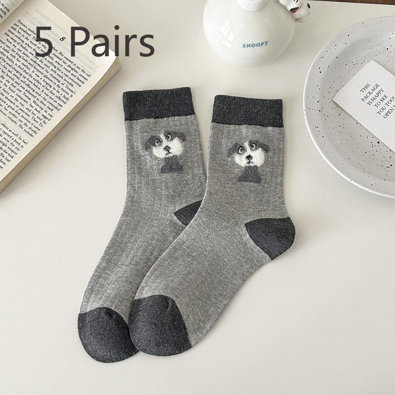 5 Paar Trendige und Niedliche Tier-Themen Kniestrümpfe für Damen im Herbst und Winter