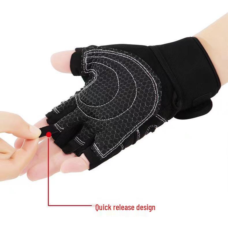 Protective Non-slip Half-finger Fitness Gloves for Men and Women - Ideal for Barbell, Cycling, and Cross-training