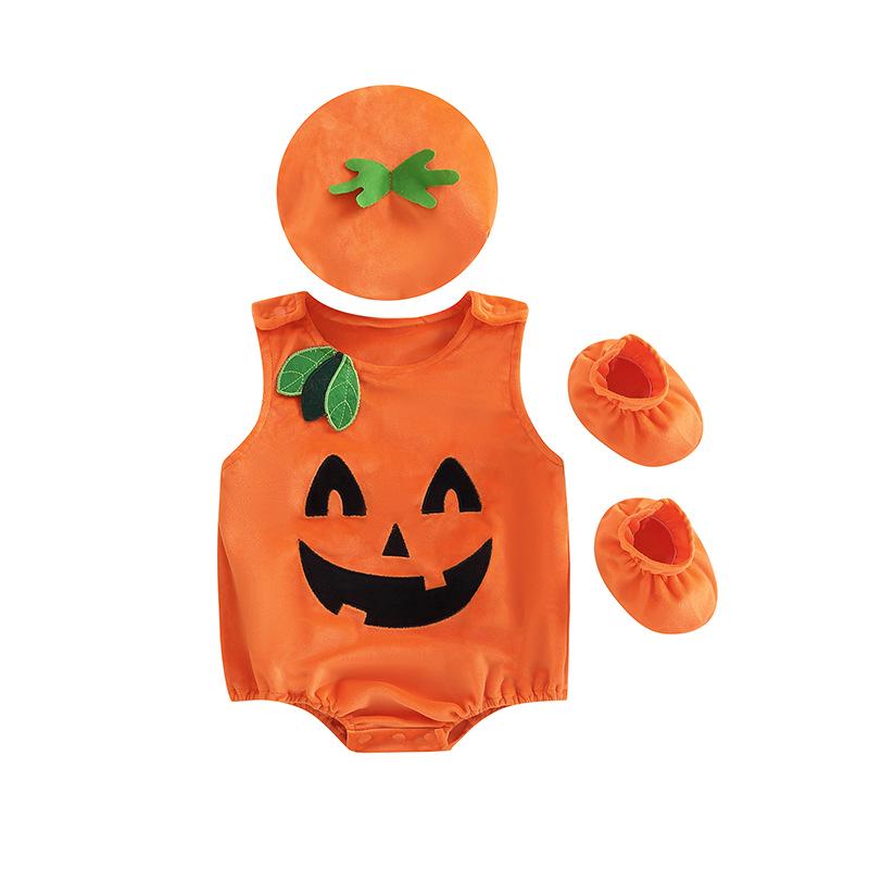 

Baby Pumpkin Halloween Costume Set: Onesie, Hat & Shoes for Infants and Toddlers 60cm помаранчевий