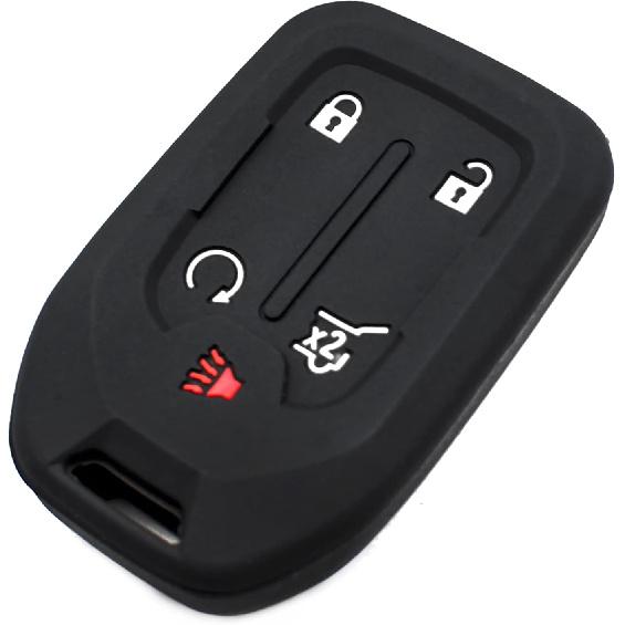 Silicone Key Fob Cover Fit for GMC Acadia Terrain Yukon Sierra Chevrolet Suburban Tahoe Silverado 1500 2500 3500 HD Smart 5 Buttons | Car Accessories