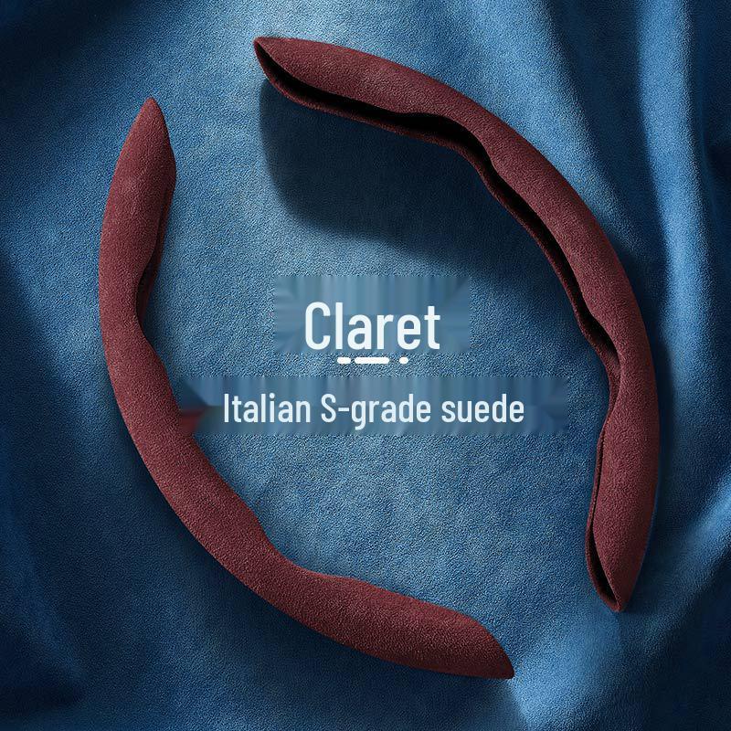 All-Season Non-Slip Suede Steering Wheel Cover - D-Shaped, Ultra-Thin, Sweat-Absorbent Default