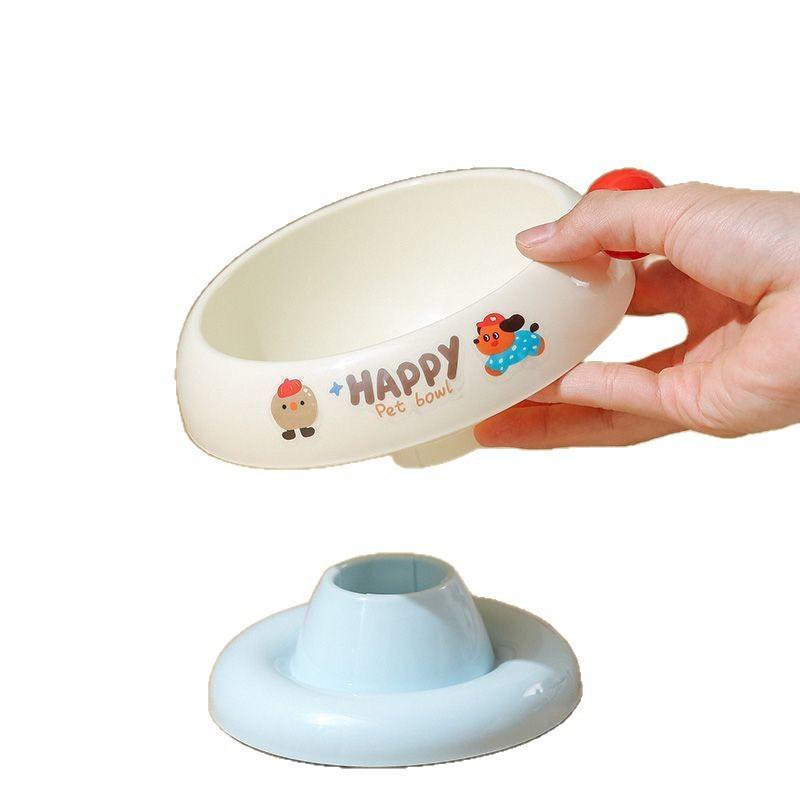 New High footed stainless steel cat bowl anti slip neck protection anti black chin cat food bowl cute cat dog universal pet bowl