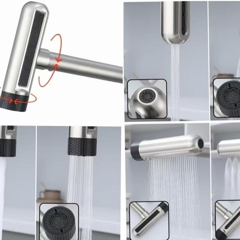 Handon Brushed Stainless Steel Rotary Folding Kitchen Faucet