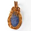 Natural Blue Jasper 103 Ct Oval Cut Copper Wrapped Certified Pendant For Her
