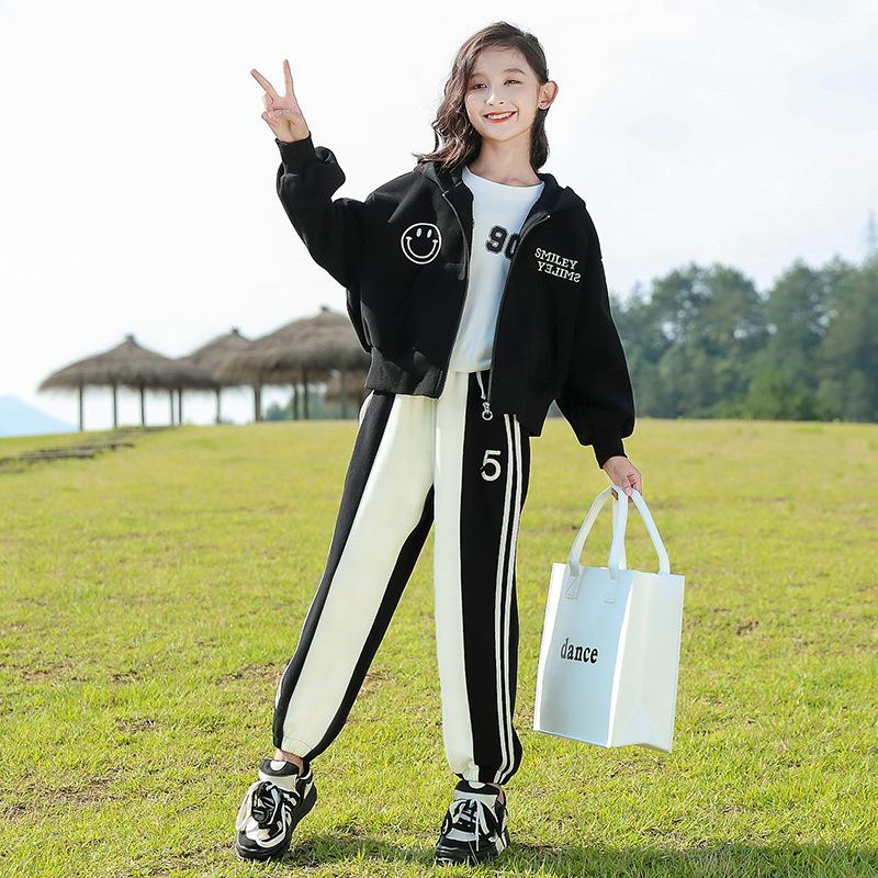 Dívčí podzimní tenký oblek Dětské jarní a podzimní dívčí ležérní sportovní oblečení