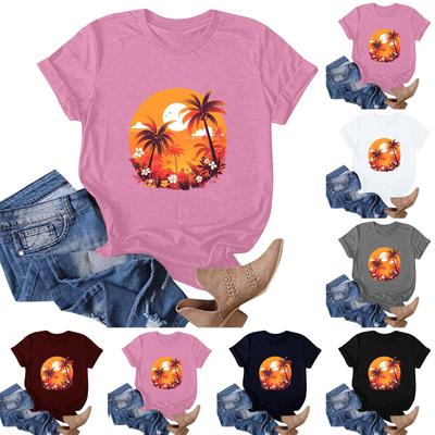 Women's Hawaiian Floral Print Short Sleeve T-Shirt Top