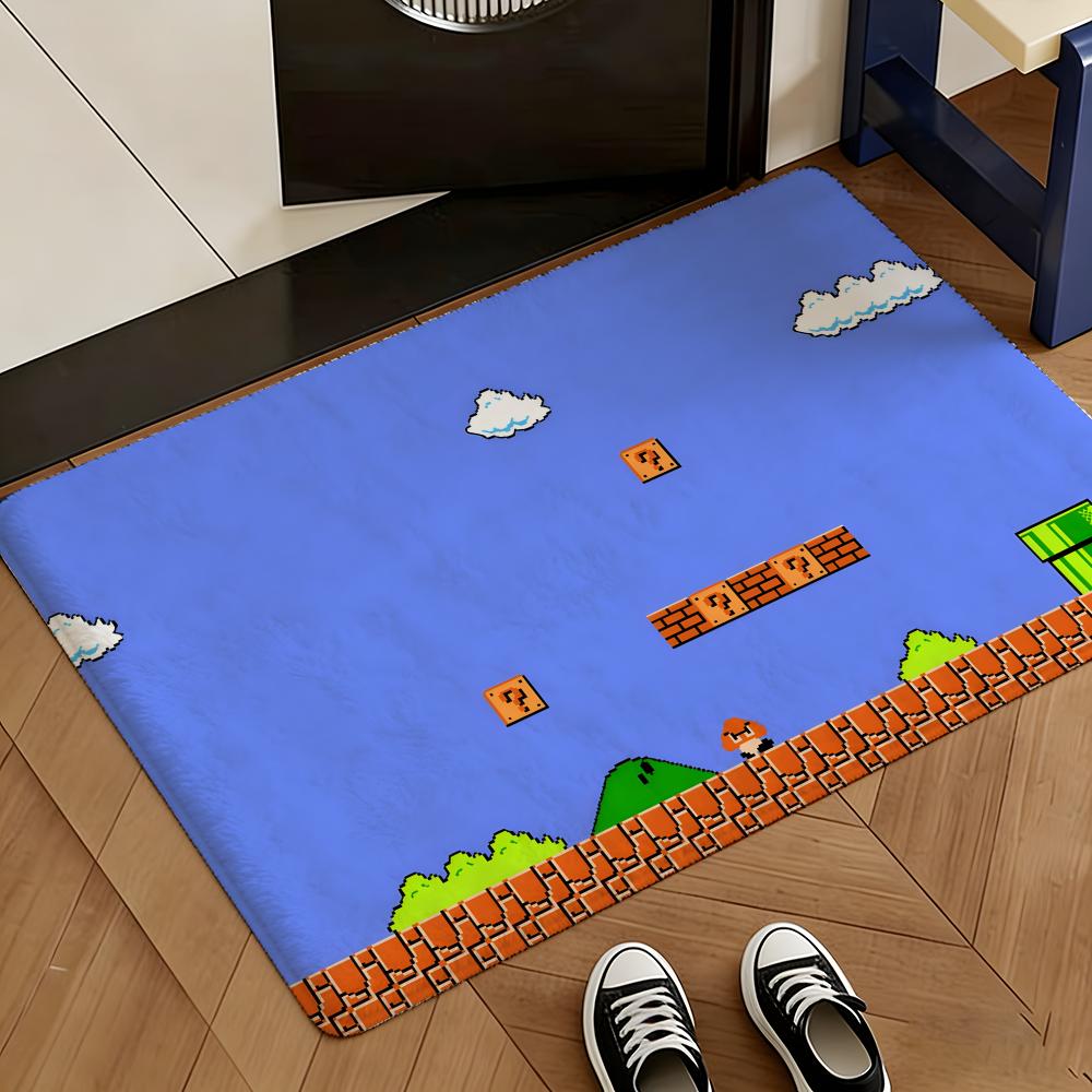 Anime Pixel Image Floor Mat Soft Flannel Rug Non-Slip Absorbent Mat For Bathroom Bedroom Home Decor