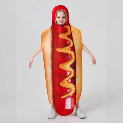 New Color Print Kids Adult Hot Dog Suit Onesie Food Stage Role-playing Costume