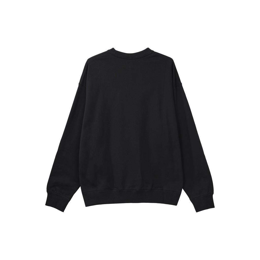 Nike Solo Swoosh Men's French Terry Crew Neck Long Sleeve Sweatshirt Loose Fit Embroidered Logo Black DX0812-010