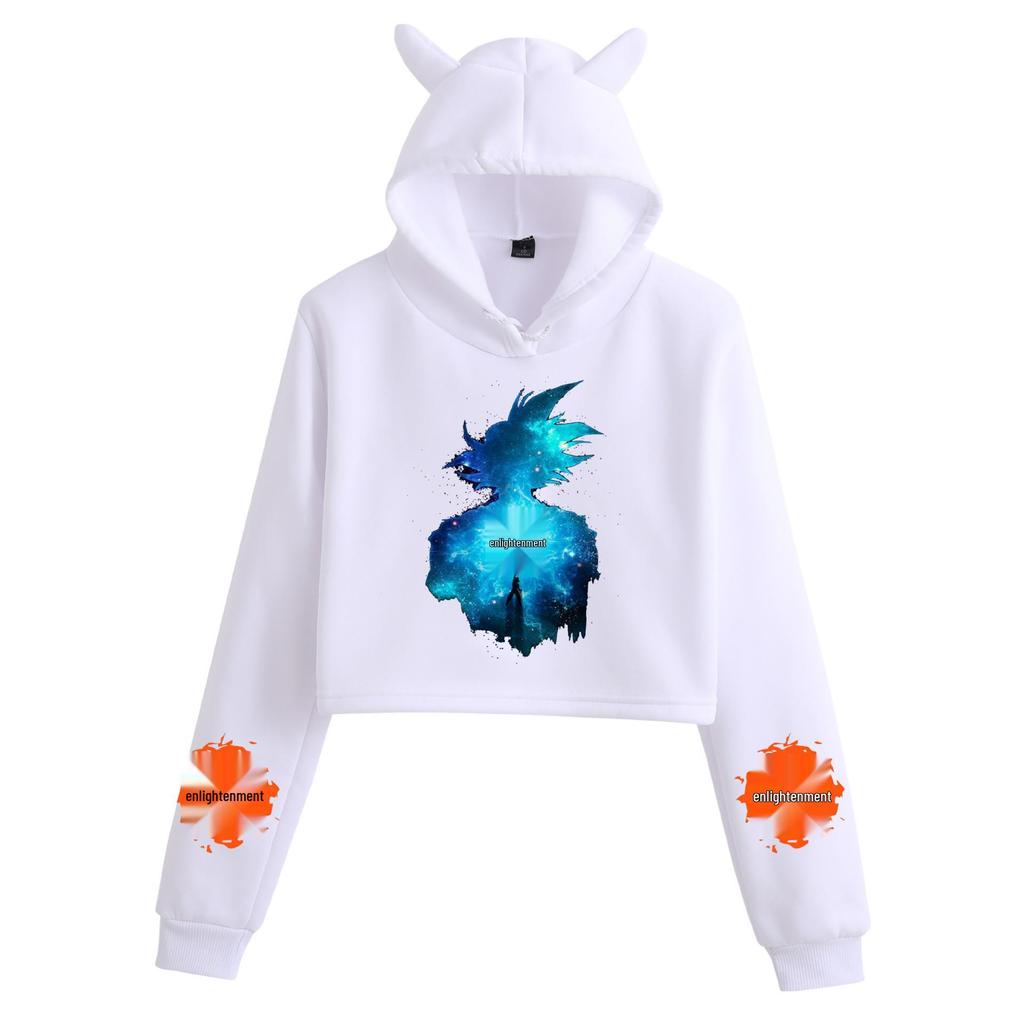 Felpa con cappuccio da donna Dragon Ball Goku Orecchie da Gatto - Design Stampato Serie Saiyan