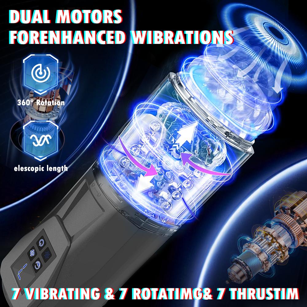 Automatic Telescopic Rotation Double Vibrating Male Masturbator Explosive Pleasure Penis Training Pocket Pussy Sex Toy For Men