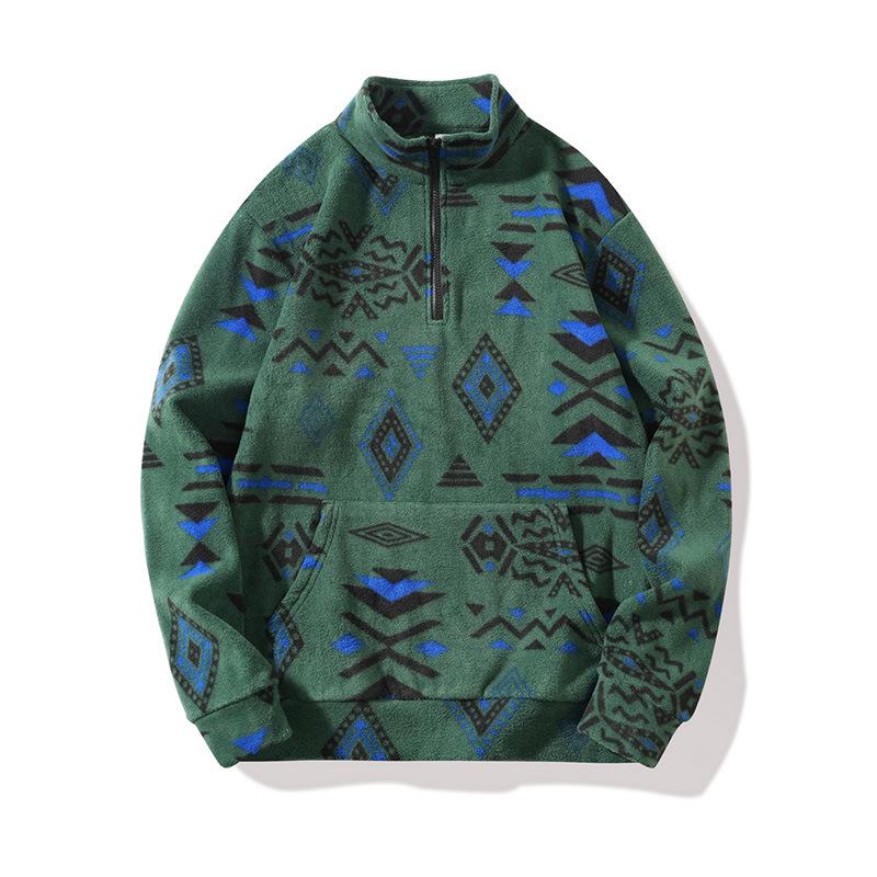 Men's Cross-Border Autumn/Winter Thick Stand Collar Half-Zip Hoodie