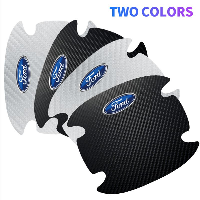 4PCS Car Door Handle Bowl Scratch Protector Carbon Fiber Stickers For Ford mk2 mk3 Ranger Mondeo mk4 S-MAX Kuga Mustang Fusion