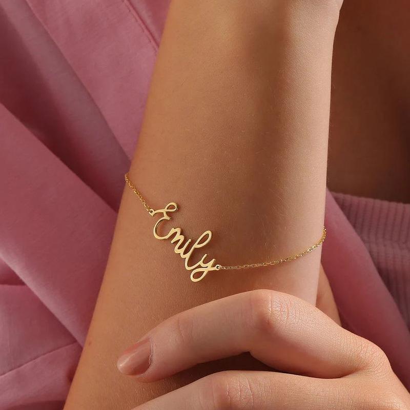 

Браслет на заказ с любым именем, персонализированная буква, модный подарок для женщин, жены, мамы, дня матери