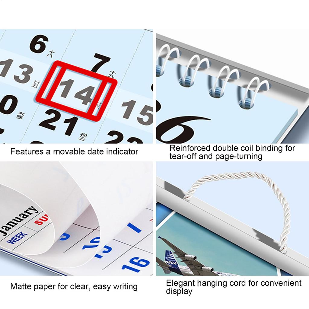 2026 Wall Calendar, New Year 4-folding Calendar Aviation Theme Office Monthly Schedule Planner Wall Calendar, New Year Gifts