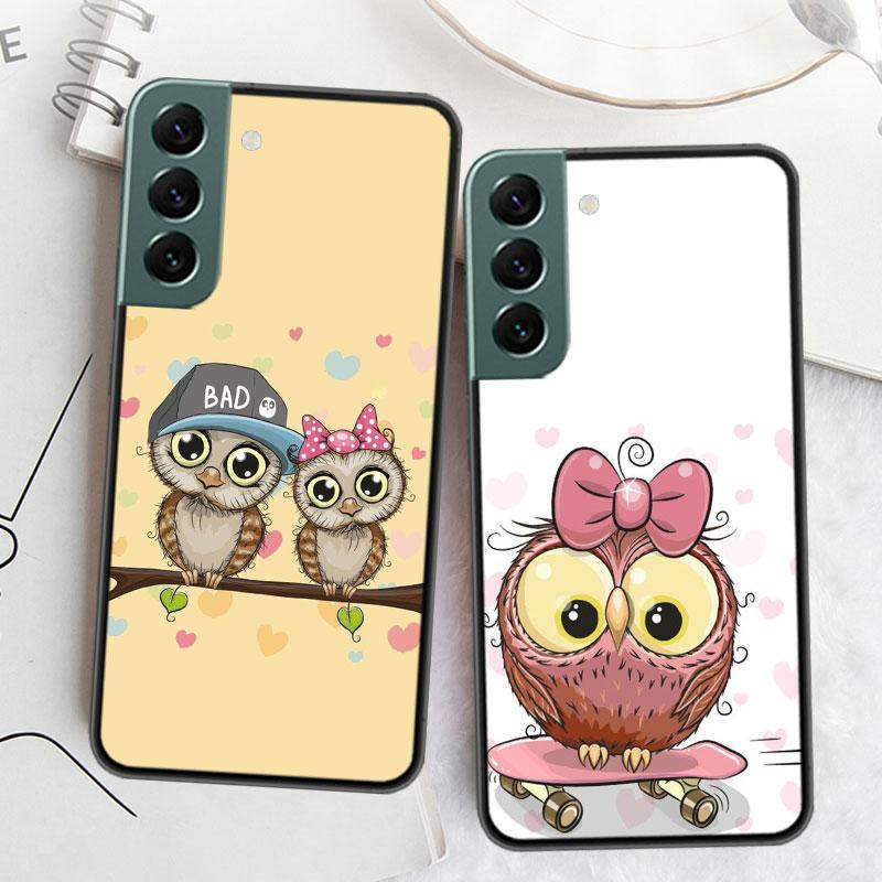 Cute Owl Hearts Lover Christmas Phone For Samsung Galaxy S24 S22 Ultra S21 Plus S20 S23 FE Case S10 S10E S9 S8 S7 Edge Cover Sil