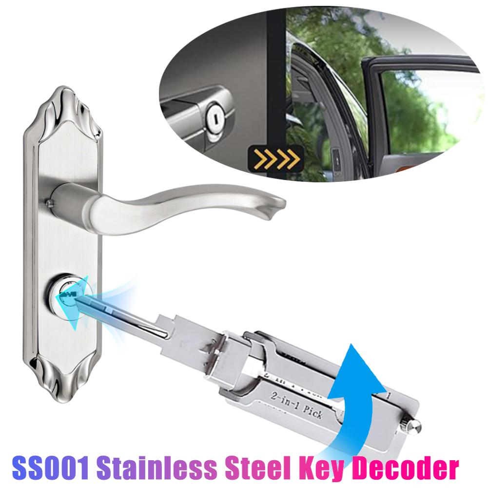 SS001 Nøkkeldekoder Rustfritt Stål Låsnøkkel Presisjon Krok Plukkesett Vedlikeholdsreparasjonsverktøy Låse opp Ingeniørkunst Multifunksjon