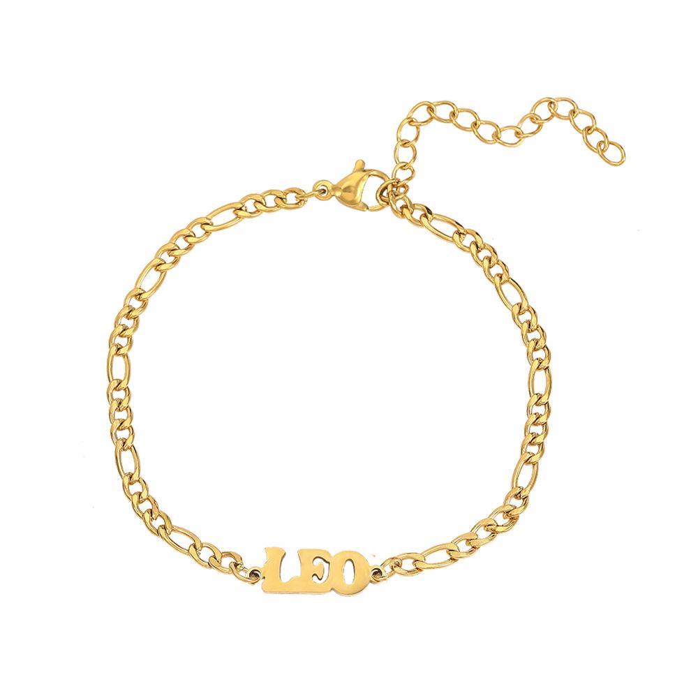 Stainless steel twelve zodiac sign letters beach bracelet ankle chain personalized bracelet