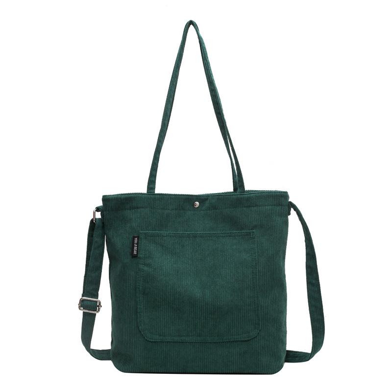 

Вельветовая женская большая сумка большой вместимости, сумка на плечо, вельветовая женская сумка зелёный