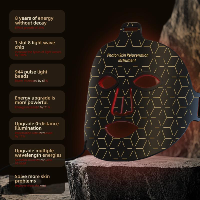 8 Colors LED Light Photon Silicone Mask Infrared Therapy Facial Beauty Mask for Lift Face Repair Skin Brighten Skin Tone