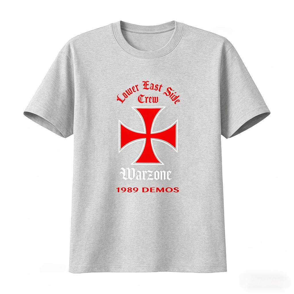 Warzone Demos Lower East Side Crew Kreuz T-Shirt Vintage Lässig Weich Mode Unisex Kleidung Damen Sommer Neues T-Shirt